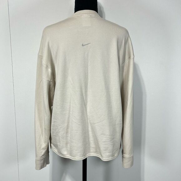Nike Yoga Luxe Fleece Crew Long Sleeve Top Women’s Sz S Modal Tan Oversized - Picture 4 of 14